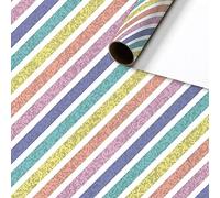 Stewo - Papel de regalo (1 rollo, 70 x 150 cm), diseño de rayas brillantes