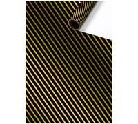 STEWO Papel de regalo Stryge negro con rayas doradas brillantes, 1 rollo, 70 x 150 cm