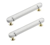 Steytemd 2pcs Tiradores de Armarios Blanco, Piel + Aleación de Zinc | Envoltorio de Cuero, Tiradores Muebles Moderno-128mm/5in