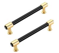 Steytemd 2pcs Tiradores de Armarios Negro+Dorado, Aleación de Zinc Sólido | Superficie Anodizada, Tiradores de T Muebles Moderno-128mm/5in