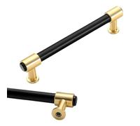 Steytemd 2pcs Tiradores para Mueble Negro+Dorado, Aleación de Zinc Sólido | Superficie Anodizada, Tiradores de T Muebles Modernos-96mm/3.8in