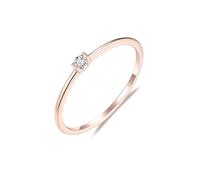 Stfery Alianza de boda de oro rosa con diamantes de 9 K, 14 y 18 quilates, anillo de compromiso simple y fino para ella, anillos de promesa con diamante natural redondo de oro de 0,04 quilates