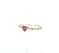 Stfery Alianza de boda de rubí rojo con forma de corazón de 4 x 4 mm para mujer, oro de 9 K/14 quilates, anillos de boda antiguos para mujer, tamaño: 4-10
