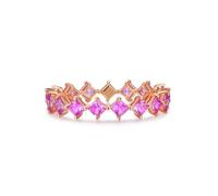 Stfery Alianzas de boda de zafiro rosa de oro rosa de 9 quilates, 14 quilates y 18 quilates para mujer, elegante anillo de compromiso de oro con zafiros rosas naturales cuadrados de 1,4 quilates