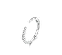 Stfery Anillo abierto de oro blanco de 18 quilates con diamantes cultivados en laboratorio, anillo de compromiso personalizado para mujer, K 1/2, Metal, Diamante sintético