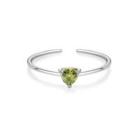Stfery Anillo abierto de oro blanco de 18 quilates con peridoto triangular para mujer, oro real, solitario con piedras preciosas apilables, personalizado, I 1/2, Metal, Peridoto