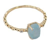 Stfery Anillo apilable de oro amarillo de 18 quilates, oro real, anillo vintage con cuentas de diamante de ópalo personalizado para mujer, I 1/2, Metal, Ópalo Diamante