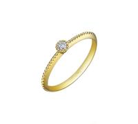 Stfery Anillo clásico de oro amarillo de 9 K, 14 y 18 quilates con cuentas para mujer, anillos apilables de oro real con diamante natural de 0,15 quilates personalizado, S 1/2, Metal, Diamante