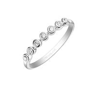 Stfery Anillo clásico de oro blanco con bisel de diamantes de 9 K, 14 y 18 quilates para mujer, anillo apilable de oro real con diamantes naturales de 0,14 quilates personalizado, K 1/2, Metal