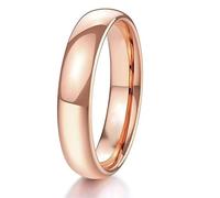 Stfery Anillo Compromiso Acero Titanio Pareja Liso, Anillo Curvo Oro Rosa 4MM Unisex Sencillo Talla 27