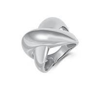 Stfery Anillo cruzado grueso de acero inoxidable para mujer, anillo de plata de 20 mm para ella, P 1/2, Metal, Sin piedra preciosa
