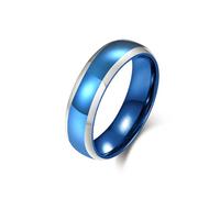 Stfery Anillo curvo bicolor de acero inoxidable para hombre, anillo pulido de plata de 6 mm, P 1/2, Metal, Sin piedra preciosa