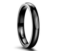 Stfery Anillo de acero de titanio pulido para hombre, anillo simple de 4 mm, color negro, unisex, P 1/2, Metal, Sin piedra preciosa