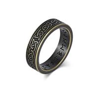 Stfery Anillo de acero inoxidable con nudo celta y runas vikingas para hombre, anillo de plata de 6 mm, N 1/2, Metal, Sin piedra preciosa