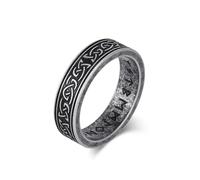 Stfery Anillo de acero inoxidable con nudo celta y runas vikingas para hombre, anillo de plata de 6 mm, N 1/2, Metal, Sin piedra preciosa