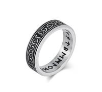 Stfery Anillo de acero inoxidable con nudo celta y runas vikingas para hombre, anillo de plata de 6 mm, P 1/2, Metal, Sin piedra preciosa