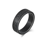Stfery Anillo de acero inoxidable con nudo celta y runas vikingas para hombre, anillo de plata de 6 mm, P 1/2, Metal, Sin piedra preciosa