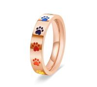 Stfery Anillo de acero inoxidable esmaltado colorido con estampado de patas, P 1/2, Metal, Sin piedra preciosa