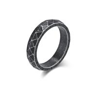 Stfery Anillo de acero inoxidable para hombre con rombos facetados, anillo de plata con runas vikingas, 5 mm para él, R 1/2, Metal, Sin piedra preciosa