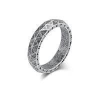 Stfery Anillo de acero inoxidable para hombre con rombos facetados, anillo de plata con runas vikingas, 5 mm para él, T 1/2, Metal, Sin piedra preciosa
