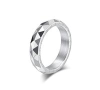 Stfery Anillo de acero inoxidable para hombre con rombos facetados, anillo de plata con runas vikingas, 5 mm para él, N 1/2, Metal, Sin piedra preciosa