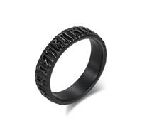 Stfery Anillo de acero inoxidable vintage con runas vikingas para hombre, anillo de plata de 6 mm, N 1/2, Metal, Sin piedra preciosa