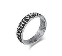 Stfery Anillo de acero inoxidable vintage con runas vikingas para hombre, anillo de plata de 6 mm, N 1/2, Metal, Sin piedra preciosa