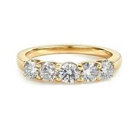 Stfery Anillo de boda de oro amarillo de 18 quilates, oro real, personalizado, anillo de media eternidad de moissanita para mujer, L 1/2, Metal, Moissanita