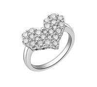 Stfery Anillo de boda de oro blanco con moissanita de 9 K, 14 y 18 quilates, anillo de corazón brillante para mujer, anillos de aniversario de oro real con moissanitas, 1 ct personalizado, M 1/2