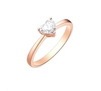 Stfery Anillo de boda de oro rosa de 9 quilates, 14 quilates, 18 quilates, anillo solitario clásico de corazón para mujer, anillos de compromiso de oro real con diamante natural de 0,4 quilates