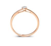 Stfery Anillo de compromiso clásico con bisel solitario de diamante de oro rosa de 9 quilates, 14 quilates, 18 quilates para mujer, anillo de aniversario de oro real con diamante redondo natural de