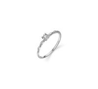 Stfery Anillo de compromiso de oro blanco con diamantes de 9 K, 14 y 18 quilates, diseño de vid, anillo solitario para mujer, anillo de aniversario con diamante natural redondo de 0,05 quilates, oro