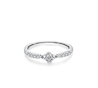 Stfery Anillo de compromiso de oro blanco de 18 quilates para mujer, anillo apilable de moissanita triangular personalizado, H 1/2, Metal, Moissanita