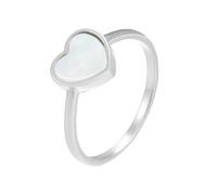 Stfery Anillo de compromiso de oro blanco de 9 quilates para mujer, anillo de concha de corazón personalizado, J 1/2, Metal, Shell Sin piedras preciosas
