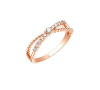 Stfery Anillo de compromiso de oro de 9 quilates, 14 quilates, 18 quilates, anillo cruzado clásico de diamantes con cuentas para ella, bandas de promesa con diamantes naturales, oro rosa de 0,15