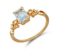 Stfery Anillo de compromiso rectangular de oro amarillo de 9K/14K/18K para mujer, delicado anillo de diamantes de topacio de vid de oro real, S 1/2, Metal, Topacio Diamante