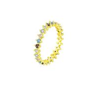 Stfery Anillo de eternidad de oro amarillo de 9 quilates/14 quilates, oro real, circonita cúbica, anillo de promesa para mujer, P 1/2, Metal, Zirconia cúbica