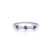 Stfery Anillo de oro blanco de 18 quilates con amatista cultivada en laboratorio, oro real, elegante anillo de compromiso personalizado para mujer, M 1/2, Metal, Amatista Moissanita