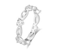 Stfery Anillo de oro blanco de 18 quilates con corazón infinito, anillo personalizado de moissanita para mujer, T 1/2, Metal, Moissanita