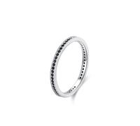 Stfery Anillo de oro blanco de 18 quilates con ónix negro para mujer, anillo clásico de promesa de eternidad personalizado, K 1/2, Metal, Ónix