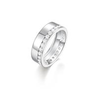 Stfery Anillo de oro blanco de 18 quilates con pavé de una sola fila de oro real, anillo de promesa de moissanita personalizado para mujer, O 1/2, Metal, Moissanita