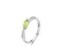 Stfery Anillo de oro blanco de 18 quilates con peridoto para mujer, anillo de boda vintage personalizado con alas de ángel, L 1/2, Metal, Peridoto
