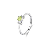 Stfery Anillo de oro blanco de 18 quilates con peridoto para mujer, anillo de compromiso personalizado, K 1/2, Metal, Peridoto
