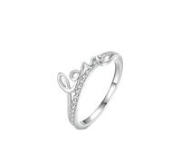 Stfery Anillo de oro blanco de 18 quilates para mujer, anillo de amor de diamantes personalizado, H 1/2, Metal, Diamante