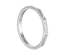 Stfery Anillo de oro blanco de 9/14 quilates con facetas de sol, anillo apilable para mujer, H 1/2, Metal, Sin piedras preciosas