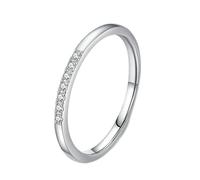 Stfery Anillo de oro blanco de 9 K/14 quilates, delicado anillo de oro real, anillo apilable de moissanita para mujer, H 1/2, Metal, Moissanita