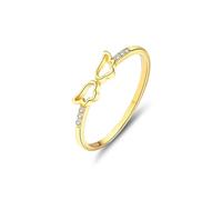 Stfery Anillo de oro de 18 quilates personalizado con alas de ángel y diamantes para mujer, L 1/2, Metal, Diamante