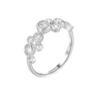 Stfery Anillo de oro de 9K/14K/18K para mujer, anillo de aniversario de moissanita con engaste de bisel de burbuja, oro real, 4, Metal, Moissanita