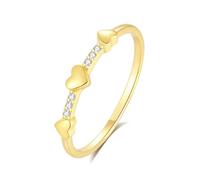 Stfery Anillo de oro real de 18 quilates para mujer, anillo apilable de corazón de diamante personalizado, H 1/2, Metal, Diamante