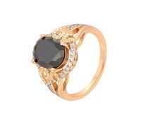 Stfery Anillo de oro rosa de 9 quilates, 14 quilates y 18 quilates para mujer, anillo grueso de ónix negro, P 1/2, Metal, Ónix